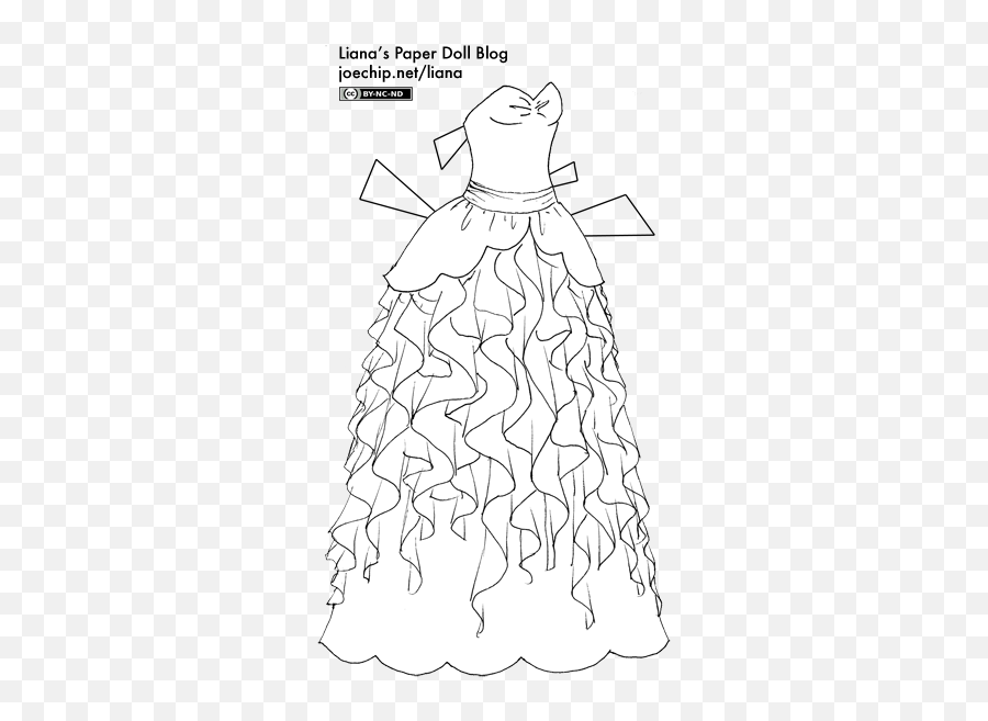 Drawn Gown Ruffle - Drawing Ruffles On Dresses Full Size Draw Ruffles On A Dress Png,Dresses Png