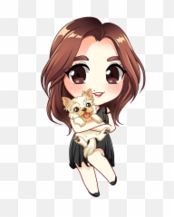 Transparent Chibi Girls With Brown Hair - png