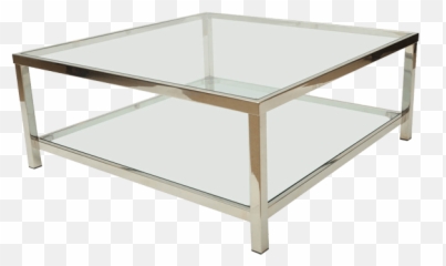 Chrome Coffee Table Transparent Image - Square Glass png