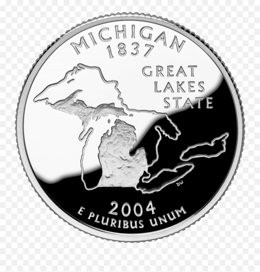 Download Michigan Quarter Dollar Coin - Great Lakes State Michigan Png,Quarter Png