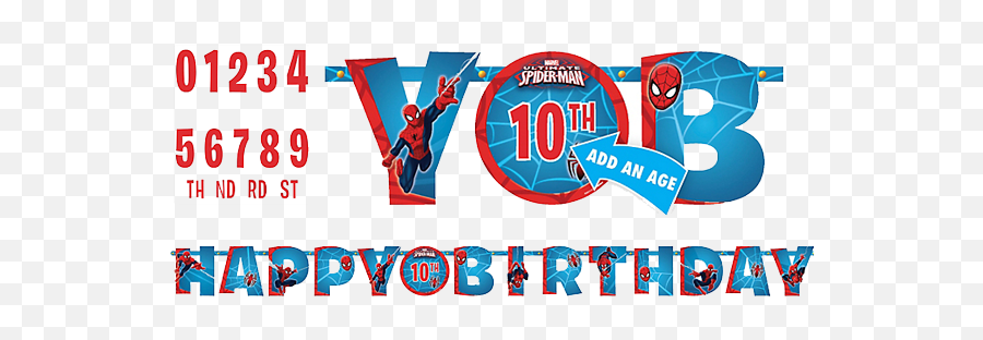 Spiderman Happy Birthday Banner - Happy Birthday Spiderman Font Png,Birthday Banner Png