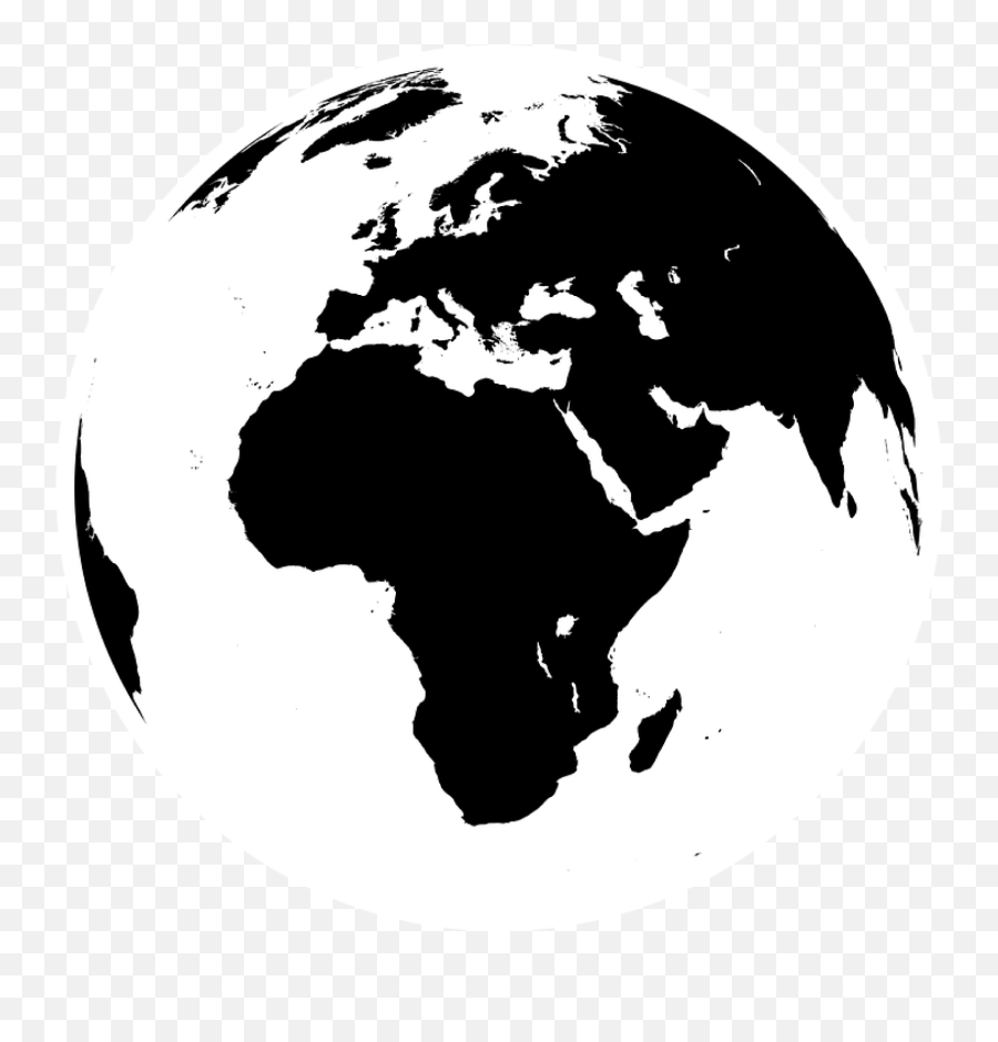 Black And White Earth Png - World Globe Black And White,Globe Black And White Png