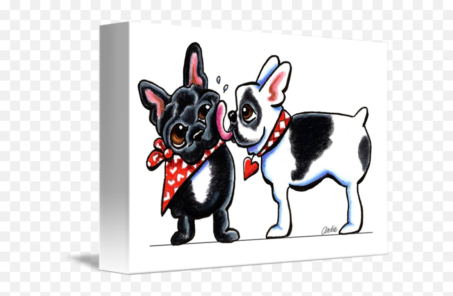 French Bulldog Kiss By Off - Leash Art Png,French Bulldog Png