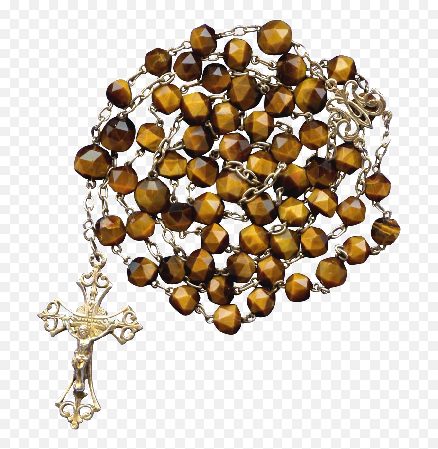 Fabulous French Tiger Eye Art Nouveau Rosary U2013 Gold Vermeil - Rosary Png,Religious Icon Bracelet