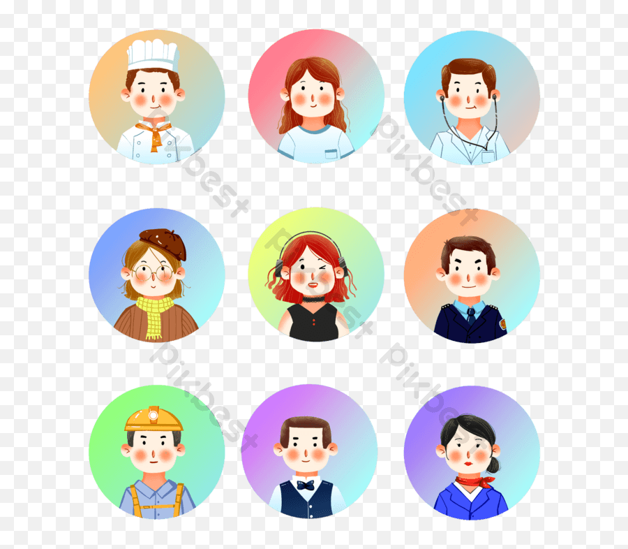 9 Round People Working Avatar Vector Png Images Ai Free - Portable Network Graphics,Working Icon Vector