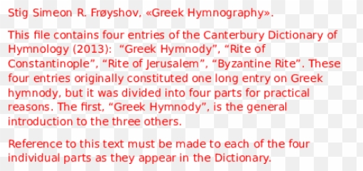 Doc Hymnography Of The Rite Constantinople Stig - Language png