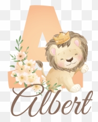Cute Animals Lioness With Name Baby - shirt Leão Aquarela Png