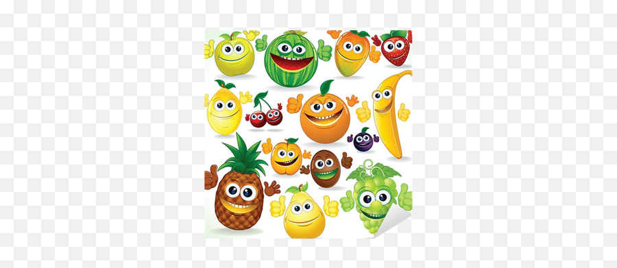 Sticker Funny Cartoon Fruits Colorful Clip Art - Pixersus Fruits Poster Kids Png,Funny People Icon