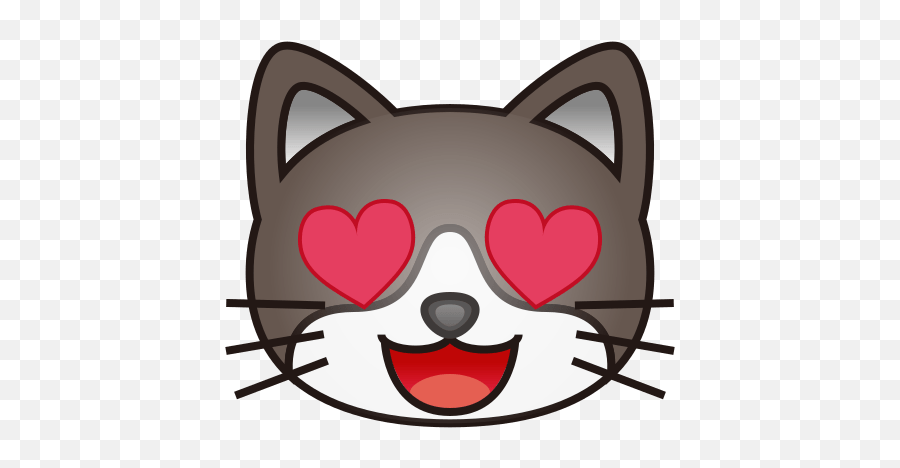 Smiling Cat Face With Heart - Shaped Eyes Emoji For Facebook Heart Eyes Cat Emoji Png,Heart Eye Emoji Png