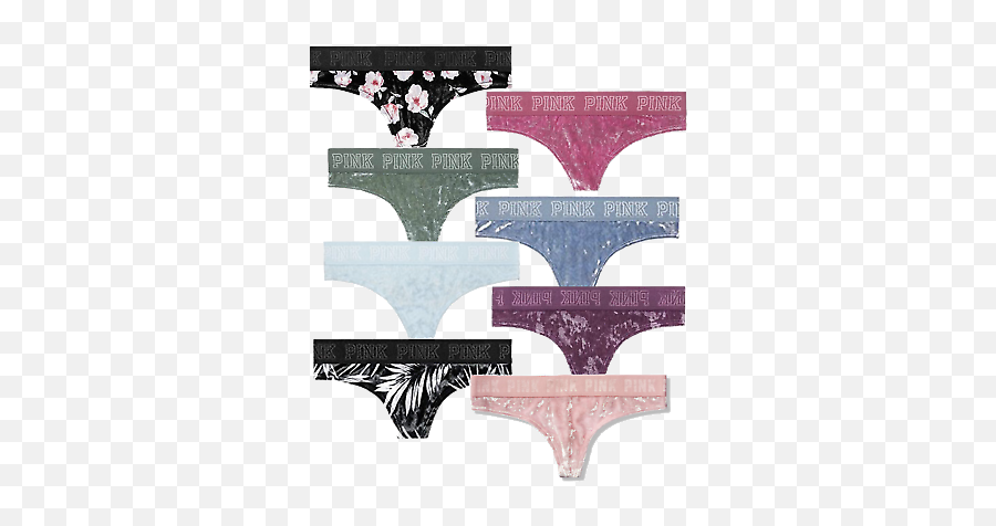 Victoriau0027s Secret Pink Logo Variety Velvet Thong Panty Underwear 3 - Count Ebay Png,Victoria Secret Pink Pure Black With Icon Campus Bsckpack