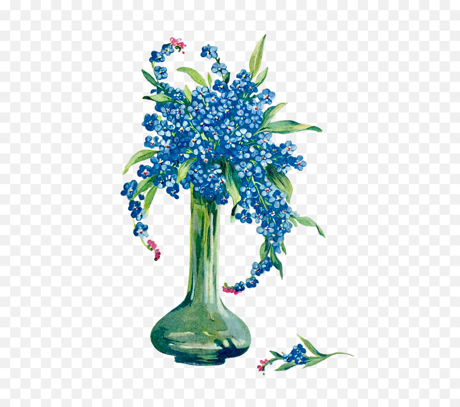 Flowers Vase Forget Me Not Flower - Teal Flowers In A Vase Transparent Png,Forget Me Not Png