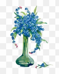 Flowers Vase Forget Me Not Flower - Teal Flowers In A Vase Transparent Png,Forget Me Not Png