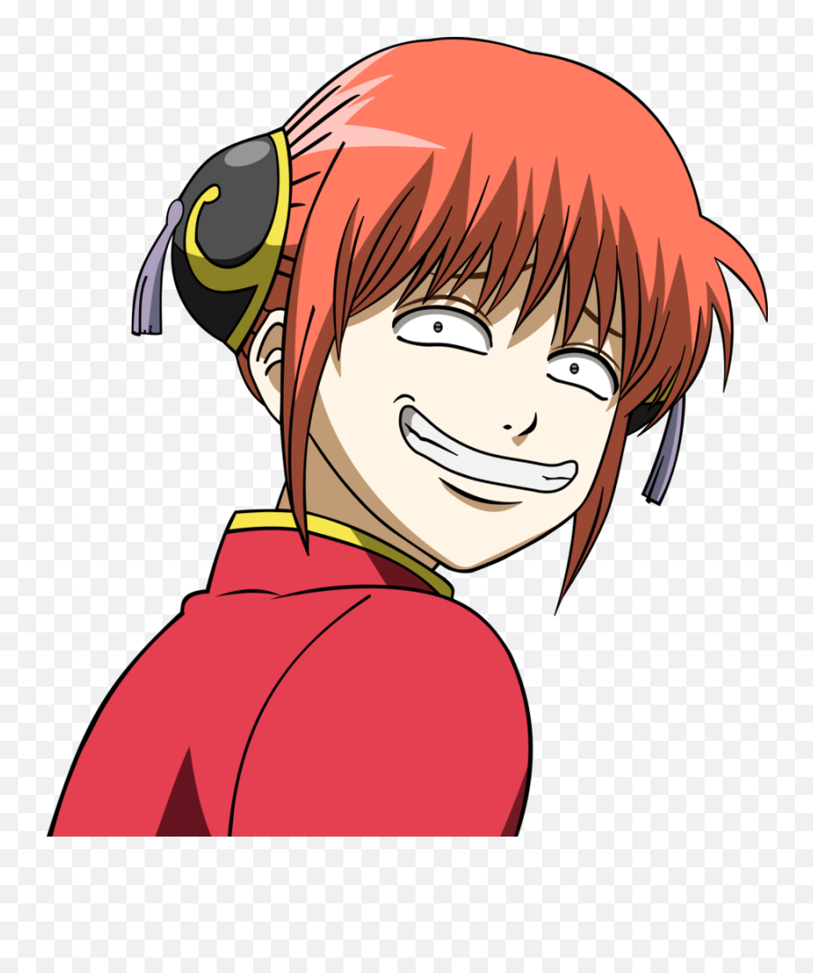 Even - Gintama Kagura Troll Face Full Size Png Download Anime Funny Face Png,Troll Face Png No Background