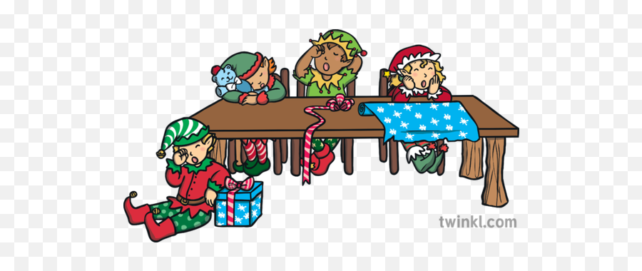 Tired Elves Illustration - Twinkl Tired Elf Clipart Png,Tired Png