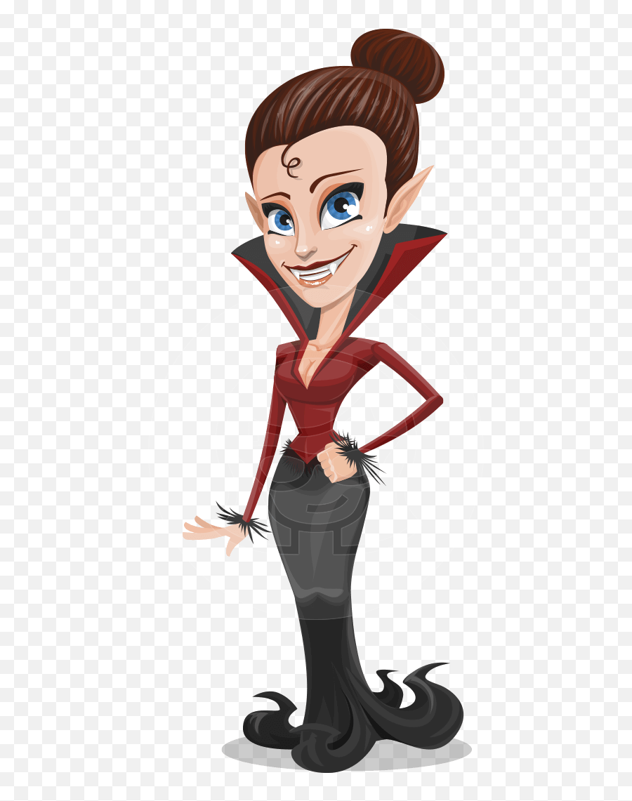 Pretty Female Vampire Cartoon Vector Character Graphicmama - Female Vampire Animated Funny Png,Vampire Fangs Png