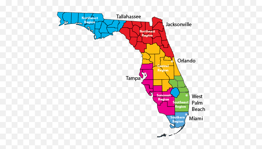 Download Apd Regional Map - Six Regions Of Florida Png Image Map Of Florida Regions,Florida Png