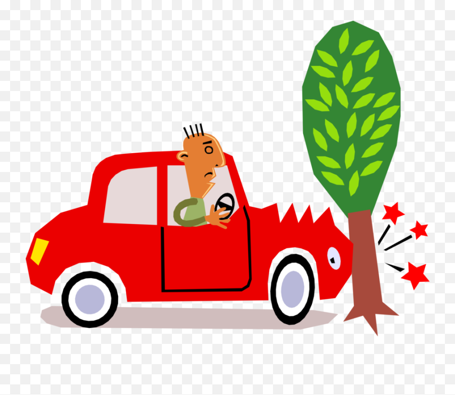 Vector Illustration Of Car Motorist Driver Has Accident - Car Crash Into  Tree Cartoon Png,Car Crash Png - free transparent png images 