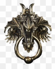 Gold - Dragonheaddoorknocker Karl Deen Sanders Sculpture Dragon Head Door Knocker Png,Dragon Head Png