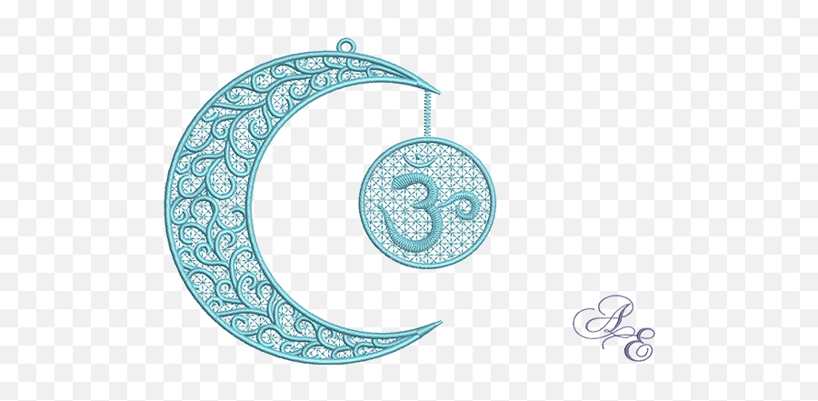 Art Of Embroidery - Crescent Moon Om Freestanding Lace Triple Moon Design Transparent Png,Lace Png