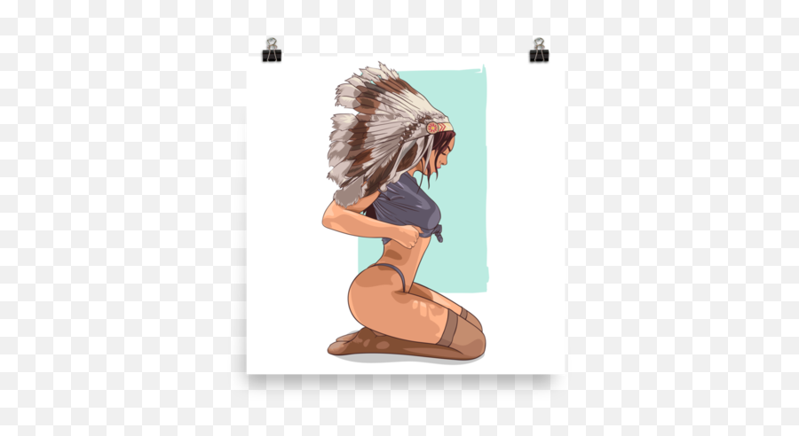 Download Printed Watercolour Hot Girl Poster Of A Sexy Woman - Draw A Woman Sitting On Knees Png,Hot Woman Png
