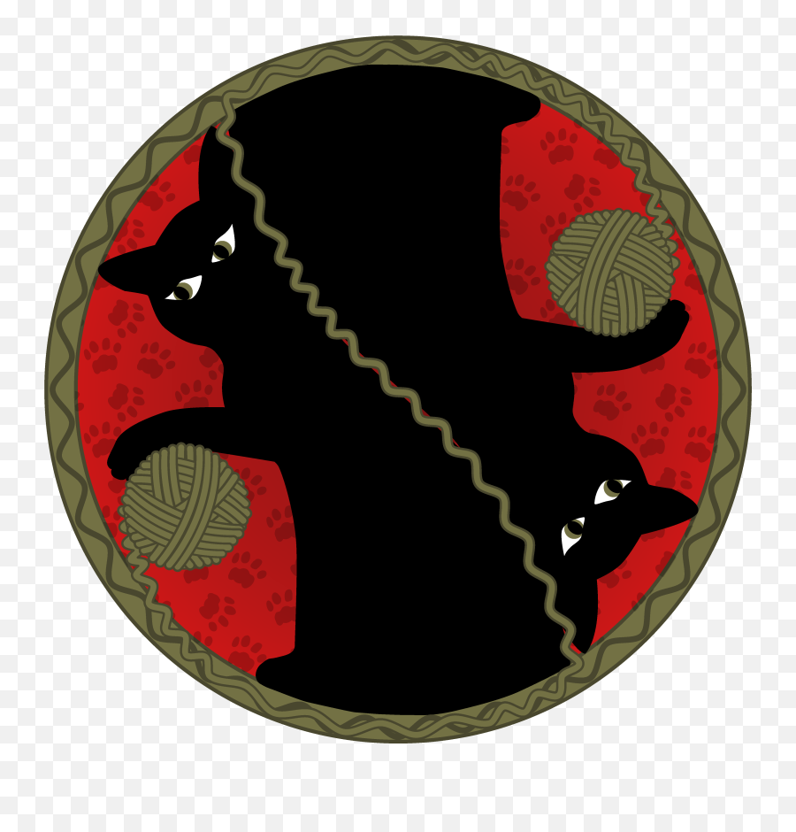 Playful Black Cat With Yarn Ball Design U2013 Karen Barrett York - Circle Png,Yarn Ball Png