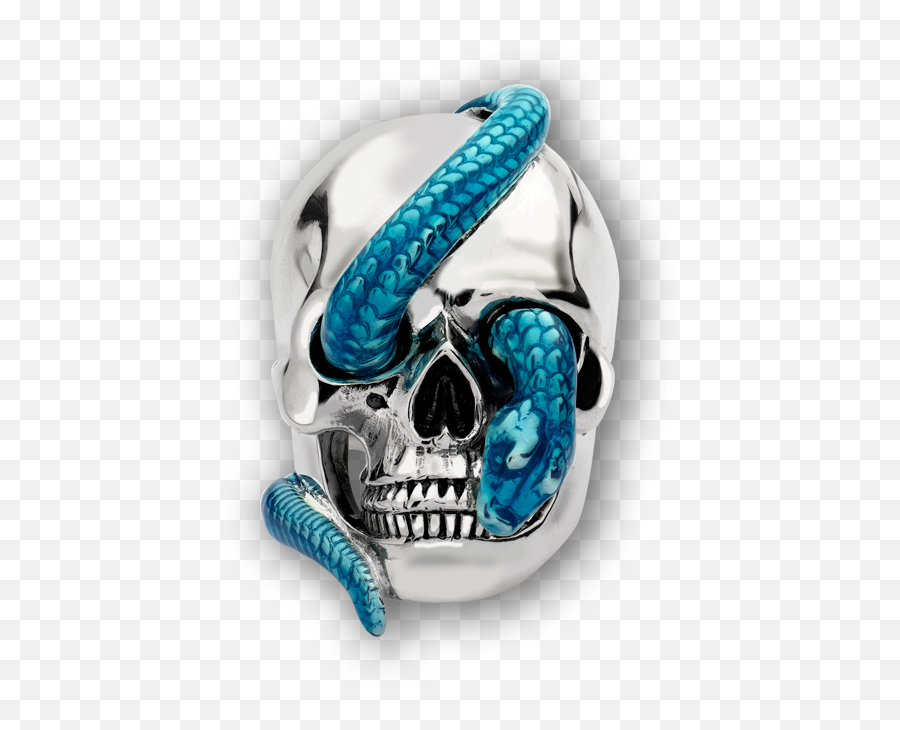 Silver Skull Blue Snake Eye Ring - Skull Png,Snake Eye Png