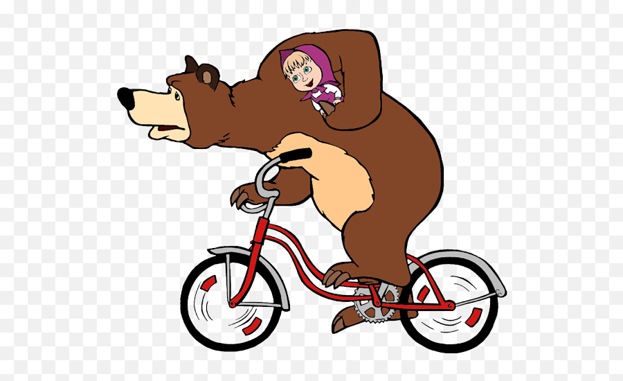 Masha And The Bear Cute Png Clipart - Masha And The Bear Bicycle,Masha And The Bear Png