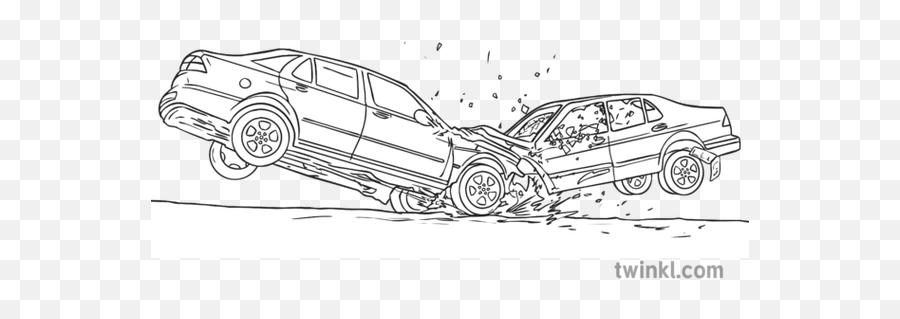 Car Crash Accident Ks3 Black And White Illustration - Twinkl Executive Car Png,Car Crash Png