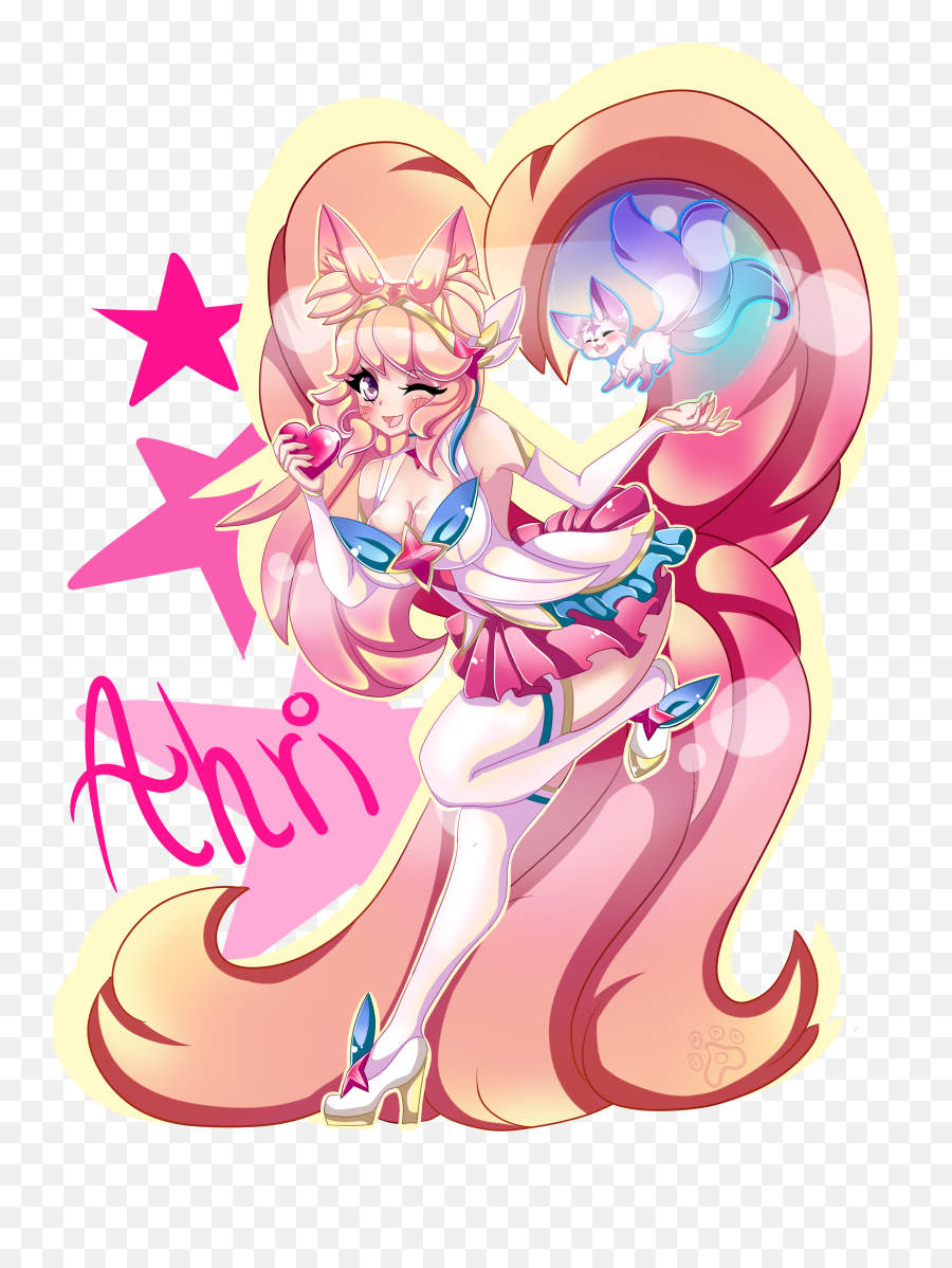 Star Guardian Ahri By Imako - Chan Hd Wallpaper Background Fictional Character Png,Ahri Transparent