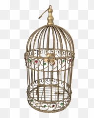 Vintage Braided Wire Jeweled Bird Cage - png
