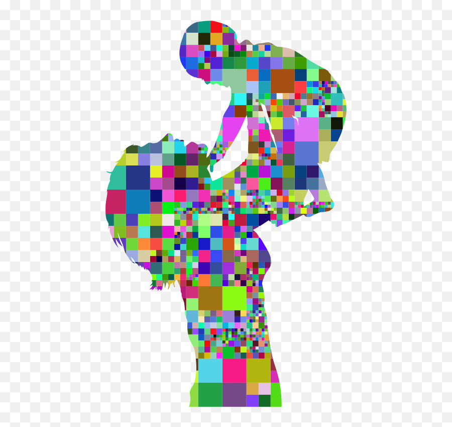 Png Prismatic Mosaic Mother And Baby - Transparent Early Pregnancy Clipart,Baby Silhouette Png