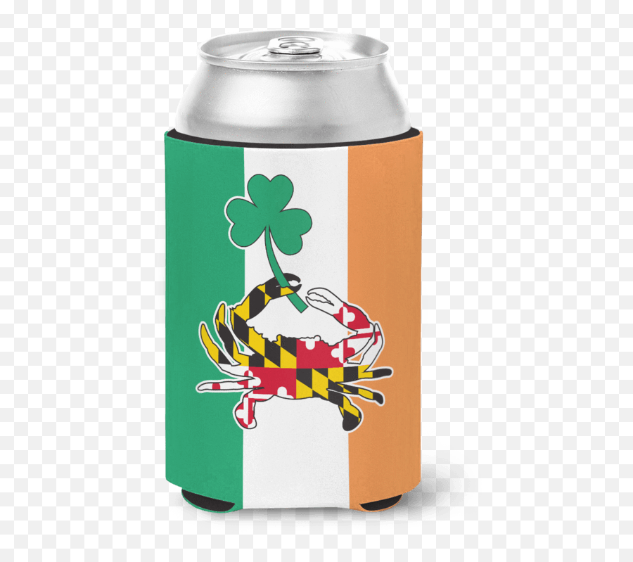Maryland Full Flag Crab With Shamrock W Irish Background Can Cooler - Maryland State Flag Png,Shamrock Transparent Background