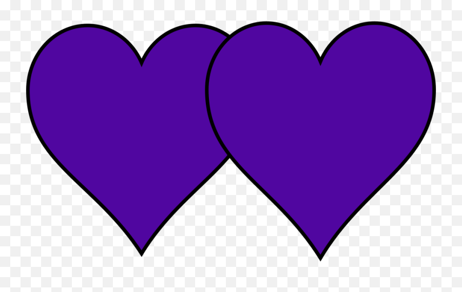 Two Purple Hearts Svg Vector Clip Art - Black And White 2 Hearts Clipart Png,Purple Heart Png
