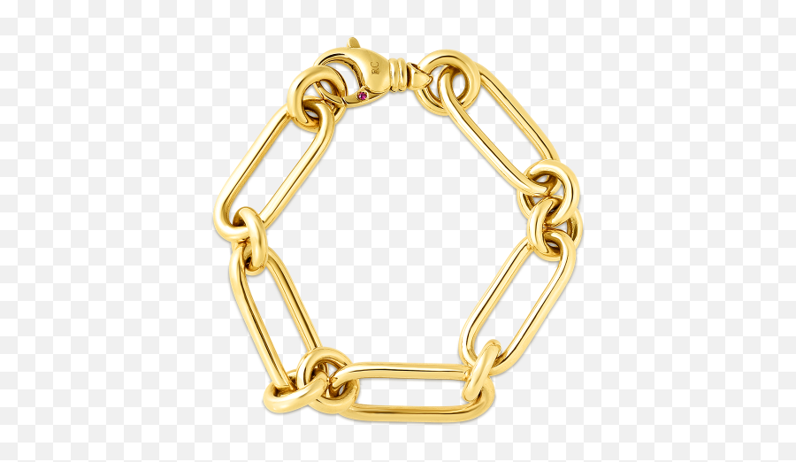 Roberto Coin Gold Paper Clip Link Bracelet - Solid Png,Bracelet Png