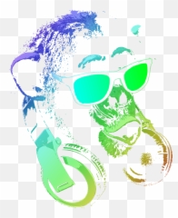 Monkey Dj Neon Light Greeting Card - Dj Monkey Neon Png,Dj Transparent