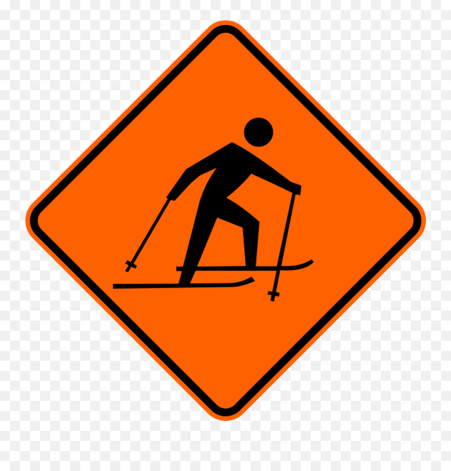 Skier Icon Warning Trail Sign - Cross Country Skiing Clipart Png,Slope Icon