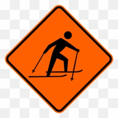 Skier Icon Warning Trail Sign - Cross Country Skiing Clipart Png