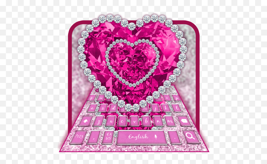 Glitter Pink Diamond Heart Keyboard - Pink Diamond Heart Png,Pink Diamond Png