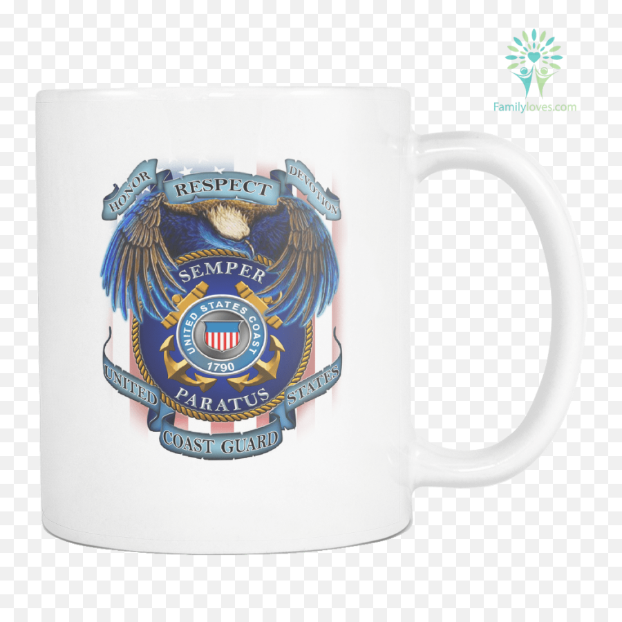Honor Respect Devotion Semper Paratus United States Coast Guard Mug - Familylovescom Serveware Png,Coast Guard Logo Png