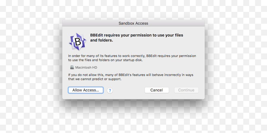 Bare Bones Software Bbedit And App Sandboxing - Technology Applications Png,Permissions Icon