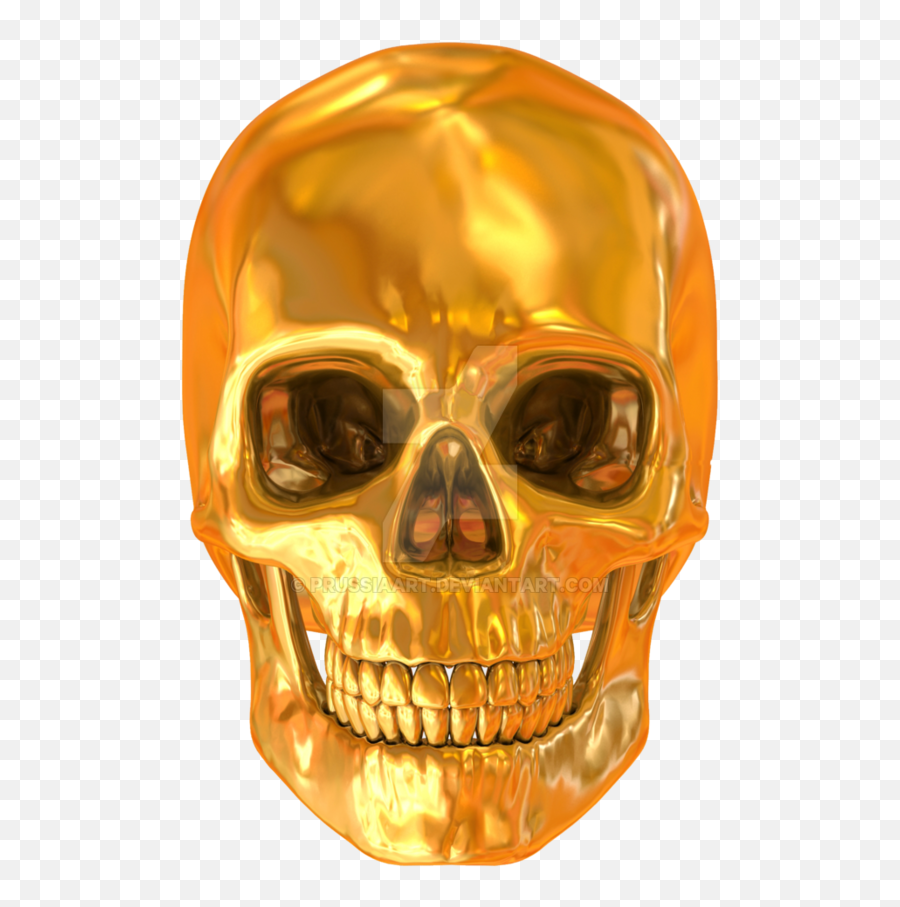 Golden Skull - Gold Skull Png Transparent,Skull Transparent Background
