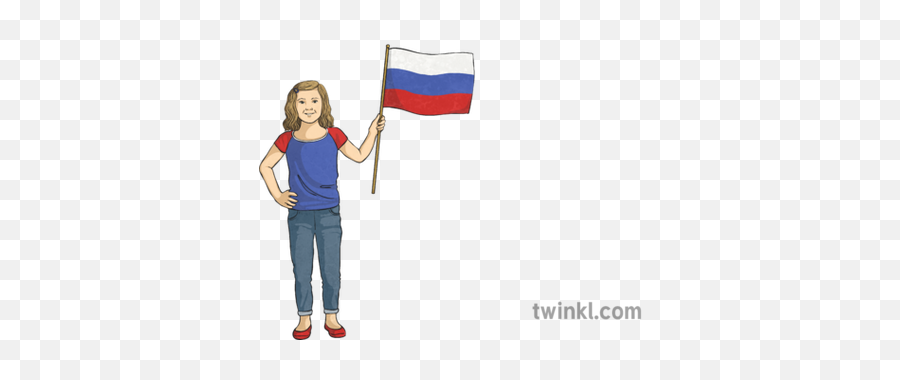 Girl With Russian Flag Illustration - Russian Person Png,Russian Flag Png