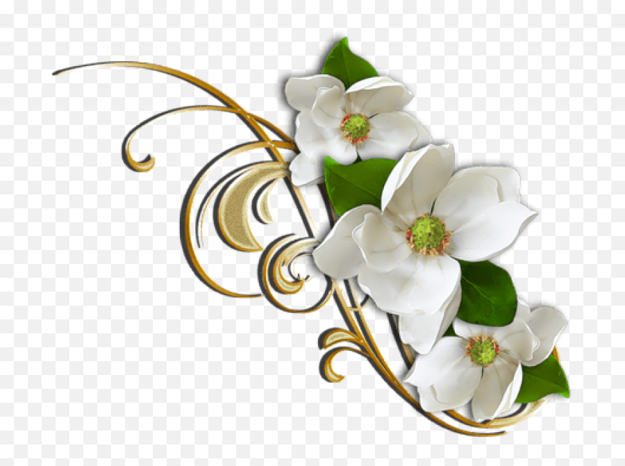Library Of White Flower Graphic Png - White Gold Flower Png,White Flowers Png