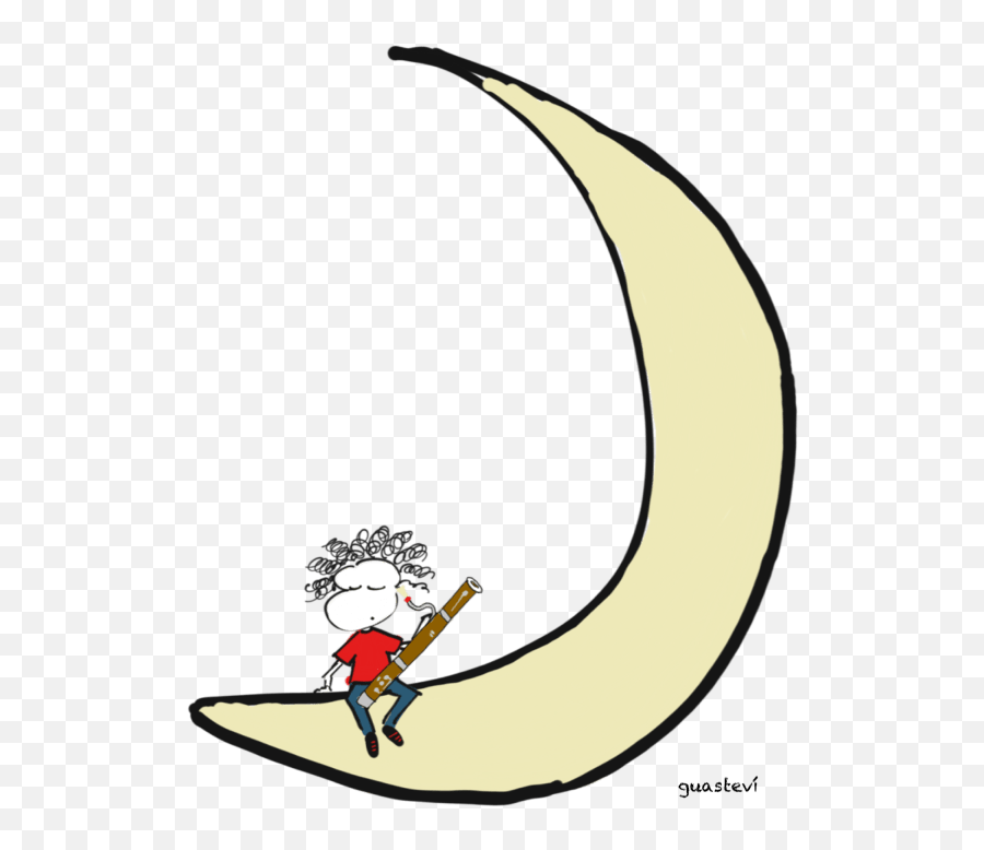 Moon And Bassoon Domestika - Cartoon Png,Bassoon Png