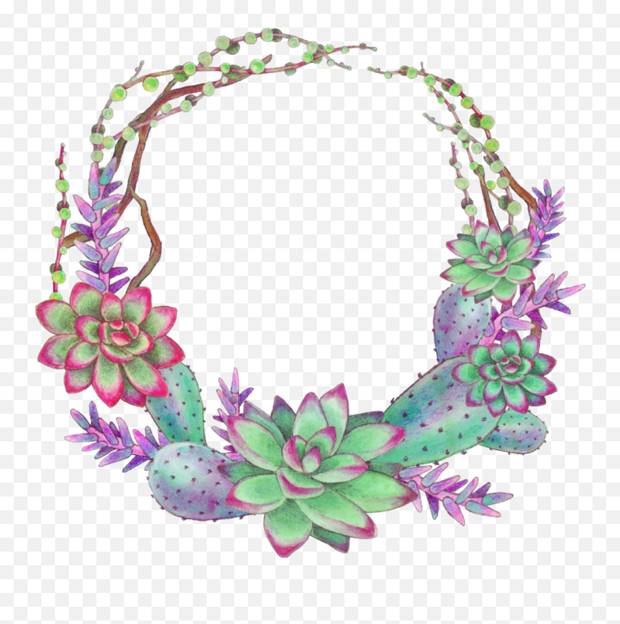 Ftestickers Scsucculent Succulents Wreath Colorful - Succulent Wreath Clipart Png,Succulents Png