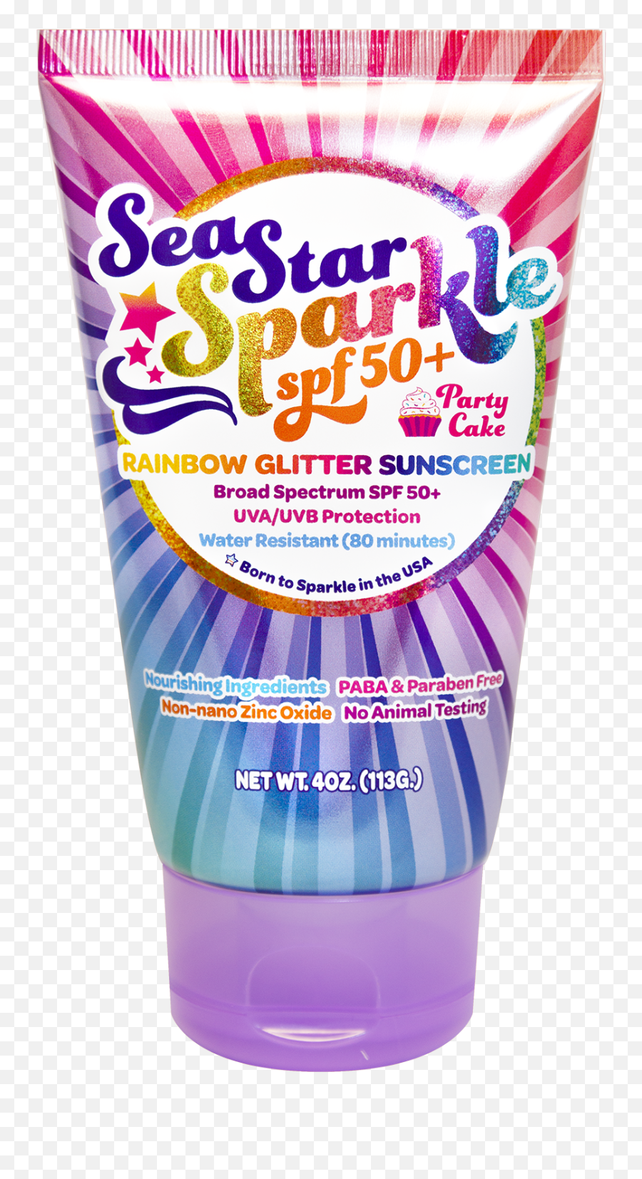 Sea Star Sparkle Spf 50 Party Cake With Rainbow Glitter - Glitter Sunscreen Png,Star Sparkle Png