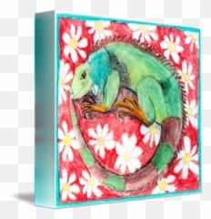 Iguana With Daisies - Common Chameleon png
