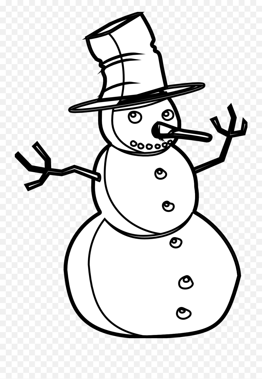 Snowman Black And White Free Clipart - Wikiclipart Snowman Clipart Black And White Png,Snowman Clipart Transparent Background