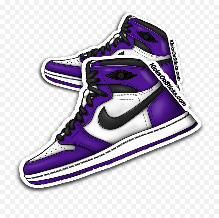 Jordan 1 Court Purple 20 Sneaker Sticker - Jordan 1 Court Purple Sticker Png,Jordan Logo Transparent