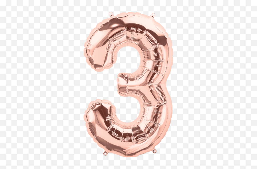 Numbers 0 To 9 Rose Gold Foil Balloon 16 In And 34 Each - Balloon Number 3 Png,Gold Numbers Png